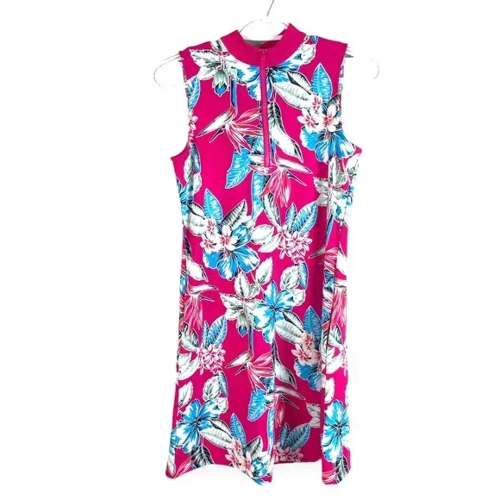 Floral Sleeveless Dress in Pink and Blue